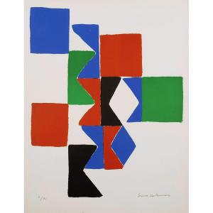 Sonia Delaunay, Homage To Tzara, Circa 1968, Original Lithograph Signed And Numbered 3/75