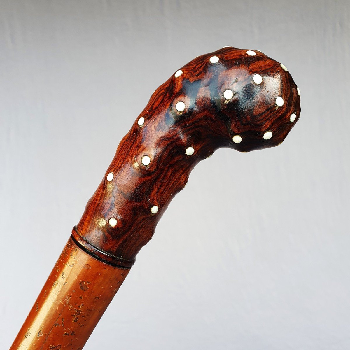 Canne épée ancienne, forte canne à la longue lame bleuie, XIXe siècle-photo-2