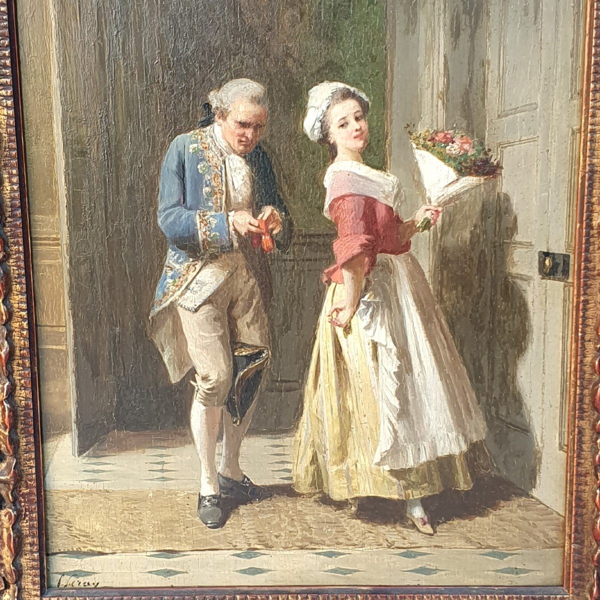Prudent Louis Leray (1820 - 1879) "flowers For Madame"-photo-2