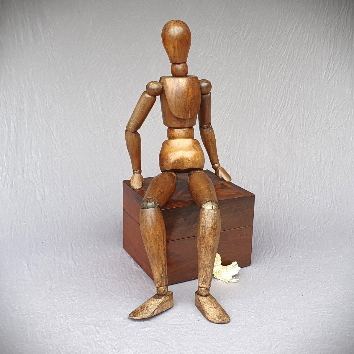 Grand mannequin d’artiste articulé en bois 66 cm, vers 1950-photo-2