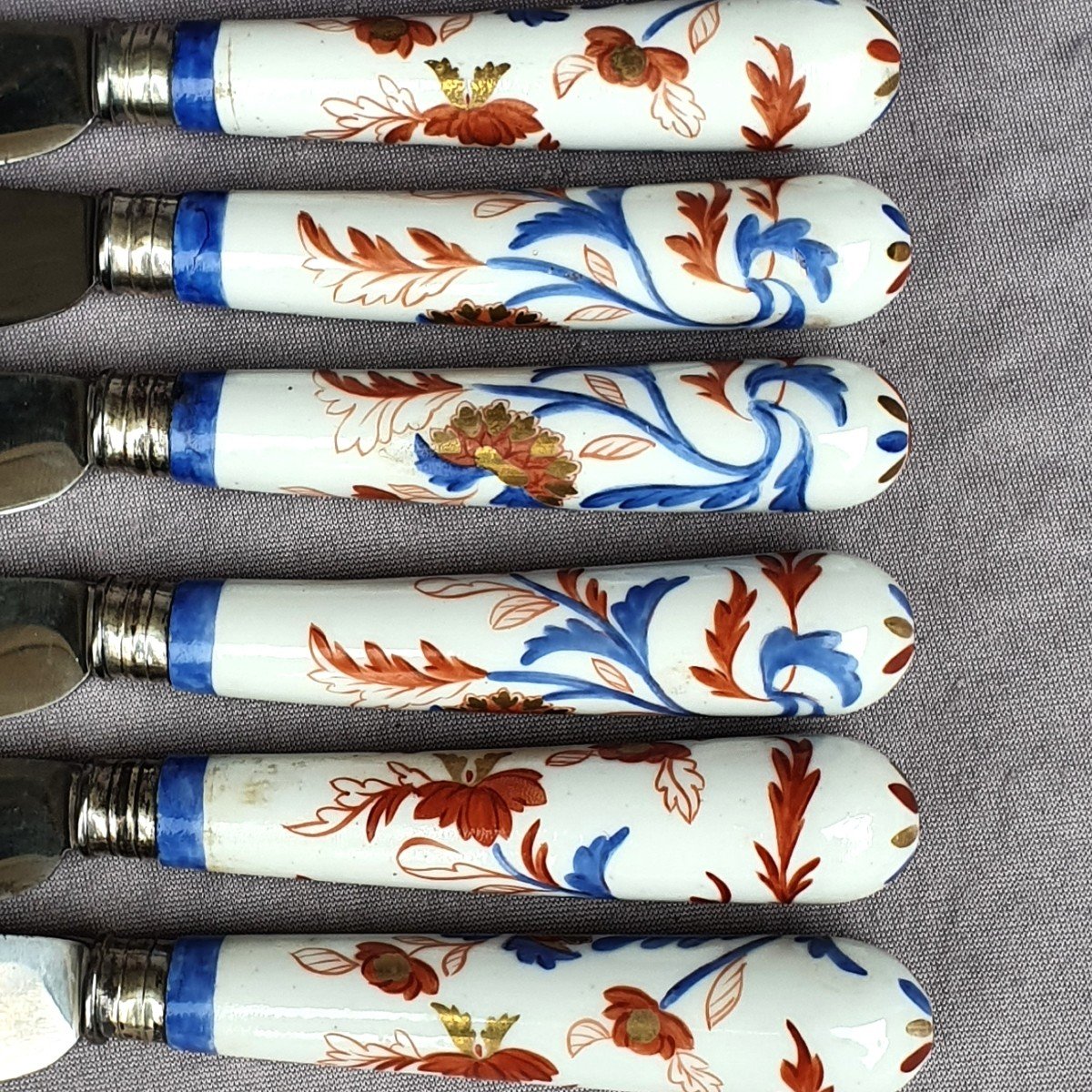 Chine XVIIIe siècle , Six couteaux manche en porcelaine-photo-2