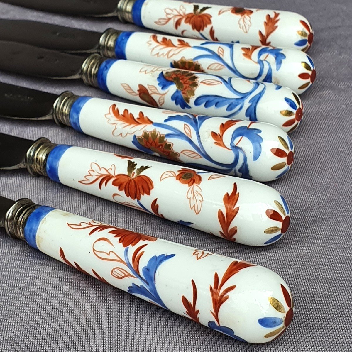 Chine XVIIIe siècle , Six couteaux manche en porcelaine-photo-4