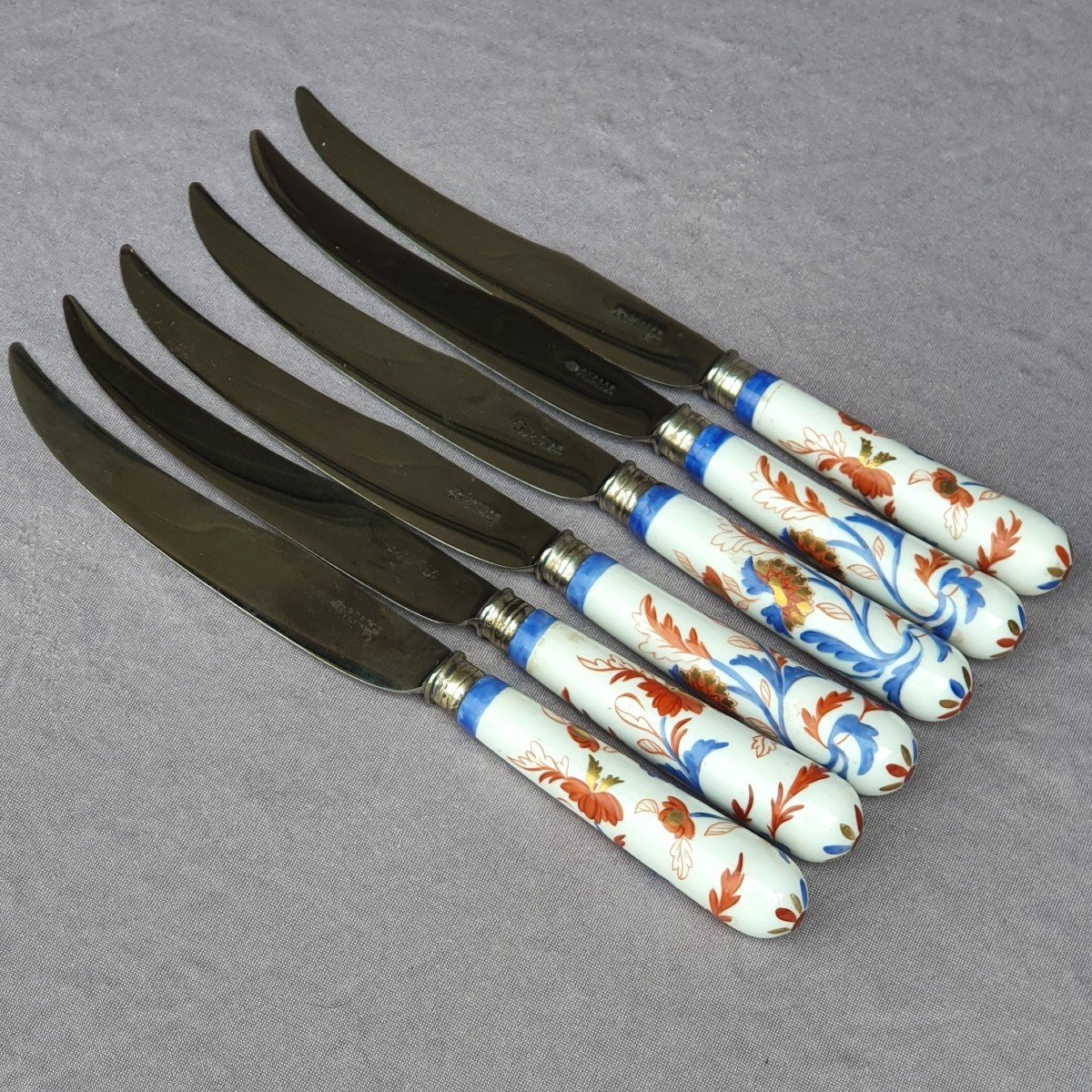 Chine XVIIIe siècle , Six couteaux manche en porcelaine-photo-2