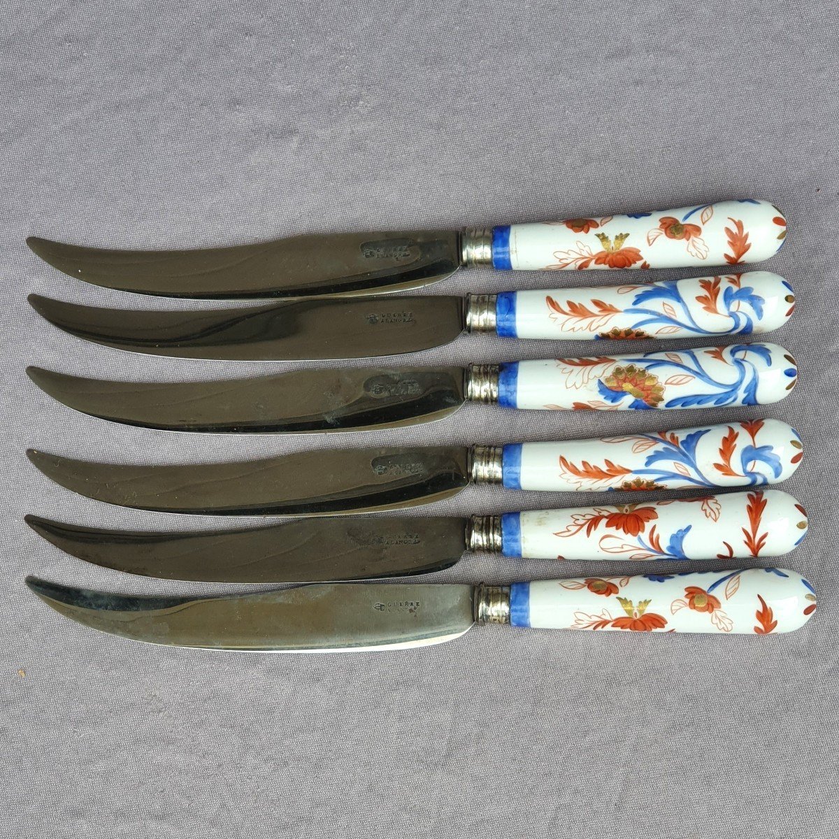 Chine XVIIIe siècle , Six couteaux manche en porcelaine-photo-3