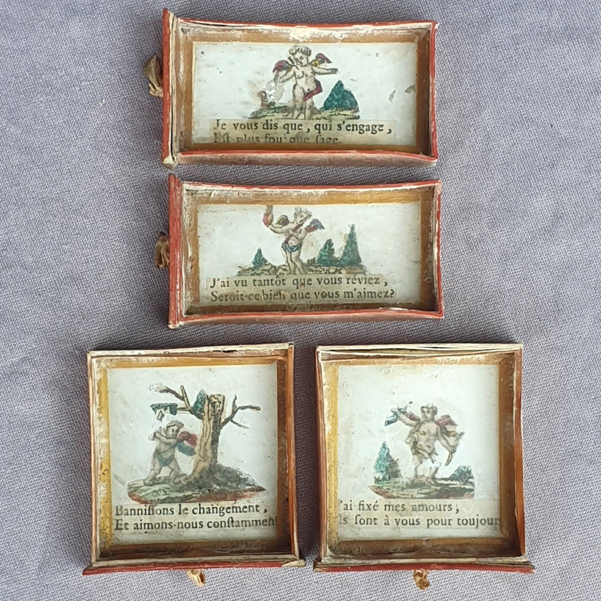 Coffret pour la coiffure en marqueterie de paille, milieu du XVIIIe siècle  "déclaration d'amour"-photo-1