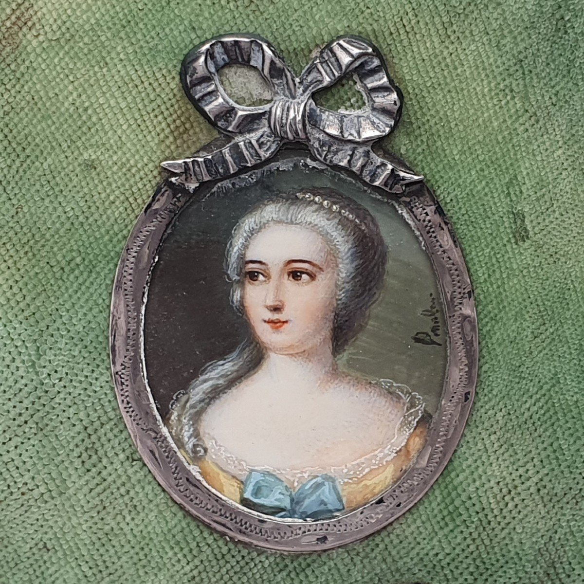 Carnet souvenir en galuchat avec miniature signée, fin du XVIIIe siècle-photo-2