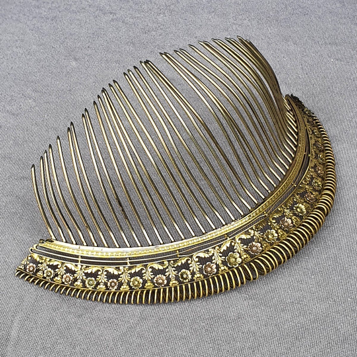 Diadème de cheveux en argent, peigne, époque Empire-photo-3