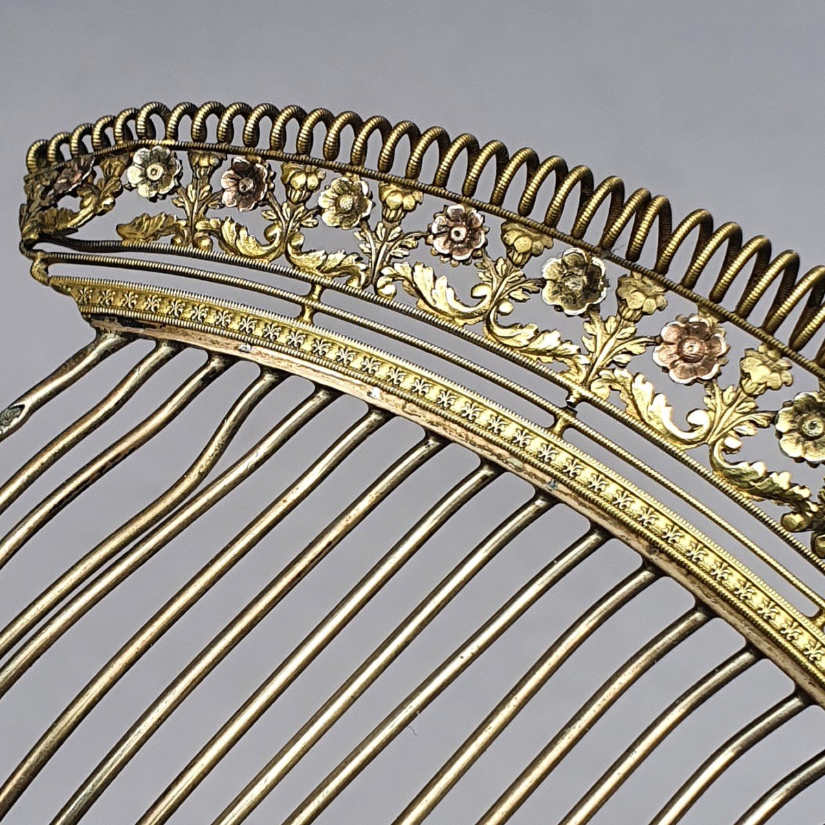 Diadème de cheveux en argent, peigne, époque Empire-photo-4