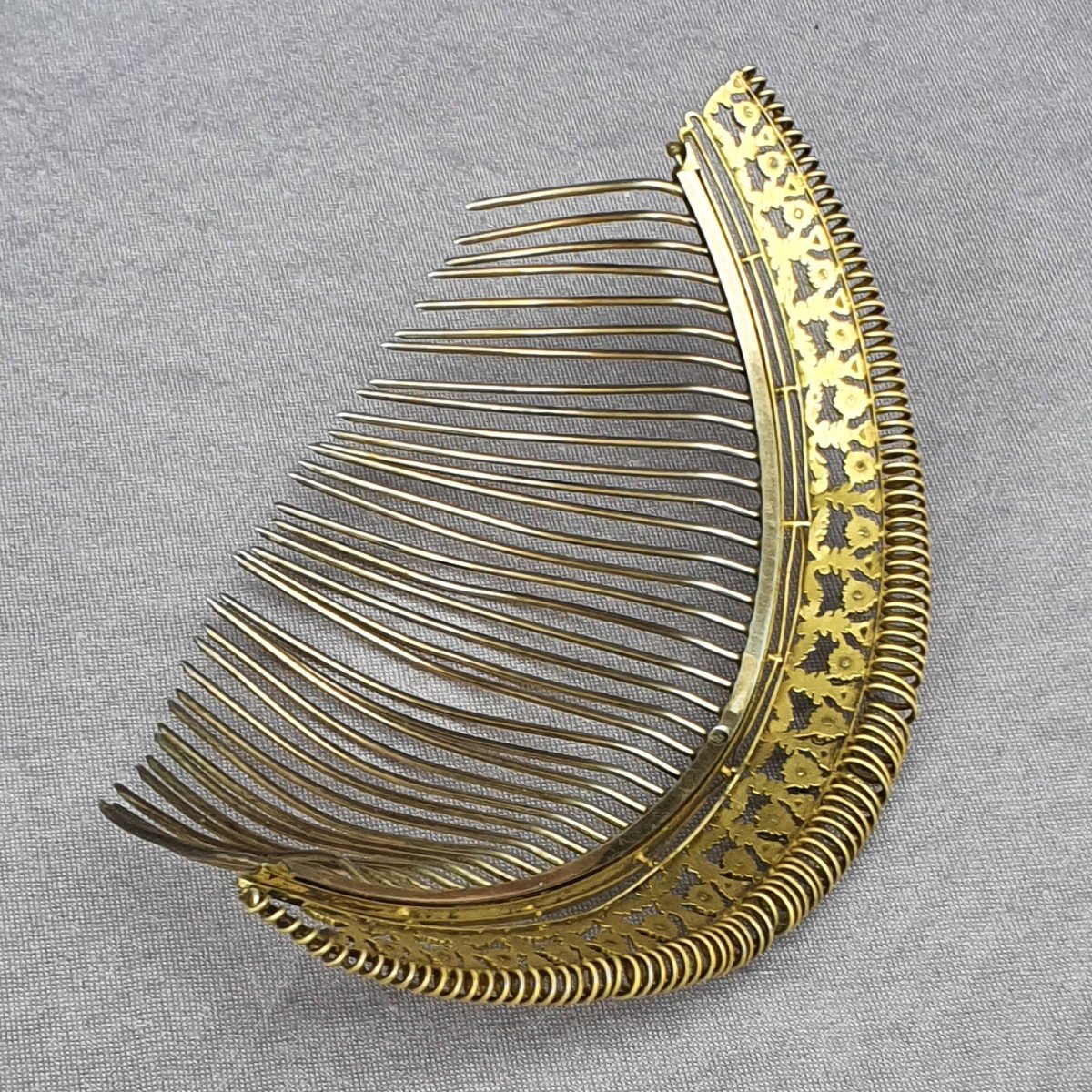 Diadème de cheveux en argent, peigne, époque Empire-photo-1