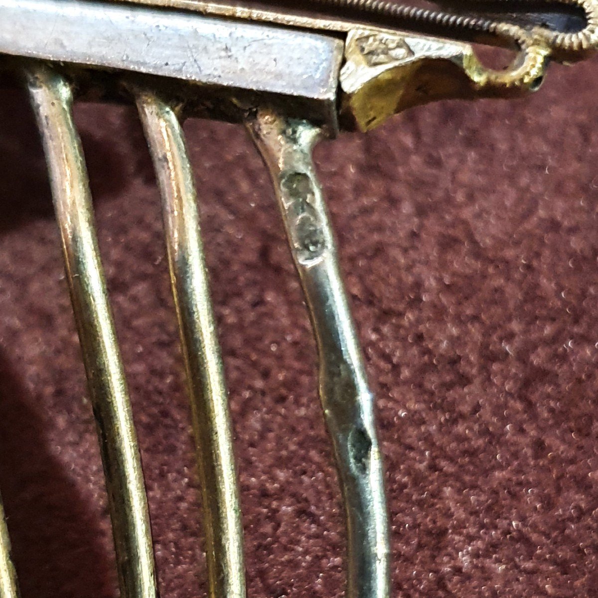 Diadème de cheveux en argent, peigne, époque Empire-photo-3