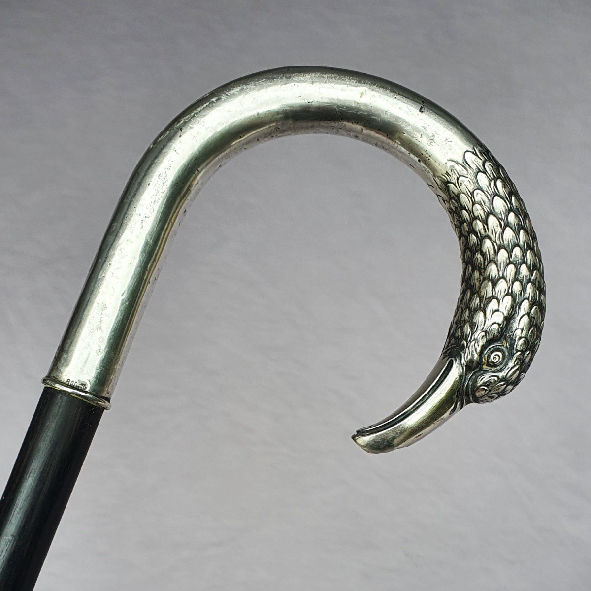 Silver Handle Cane Decorated With A Superb Bird's Head-photo-2
