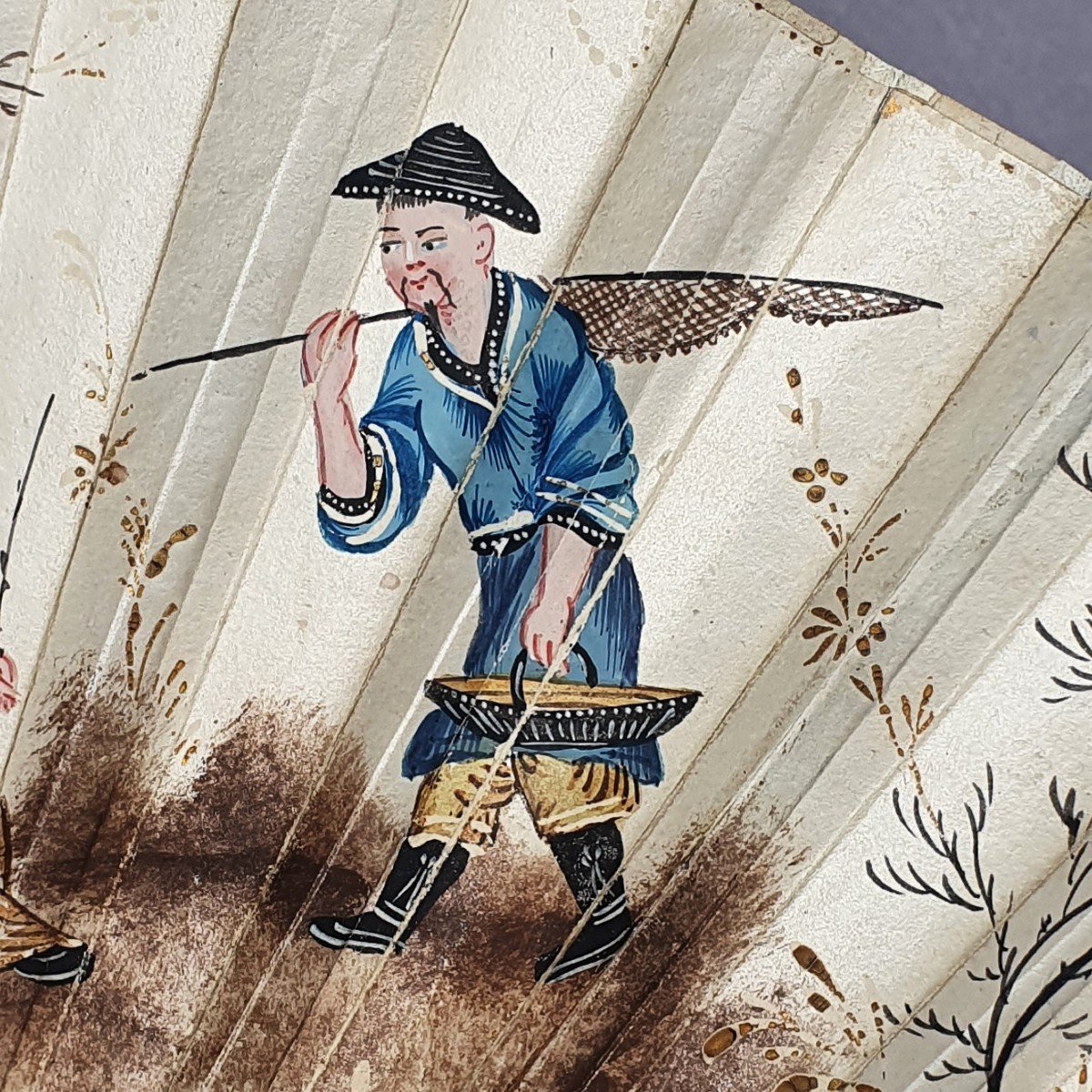 Eventail XVIIIe Siècle, « chinoiseries »,  Vers 1780-photo-1
