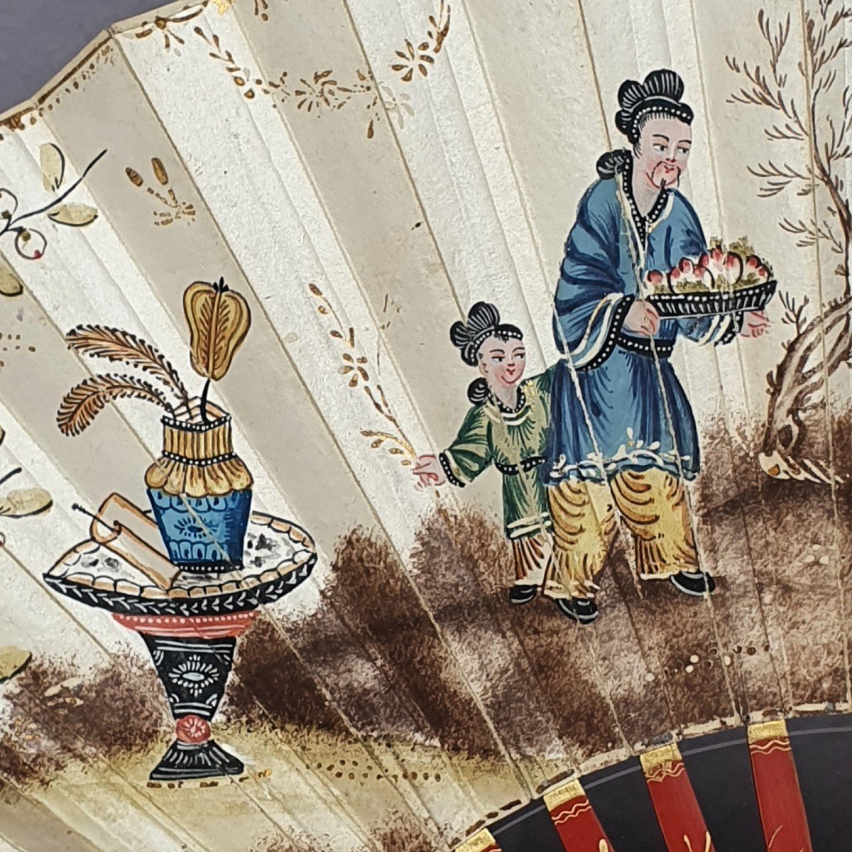 Eventail XVIIIe Siècle, « chinoiseries »,  Vers 1780-photo-2