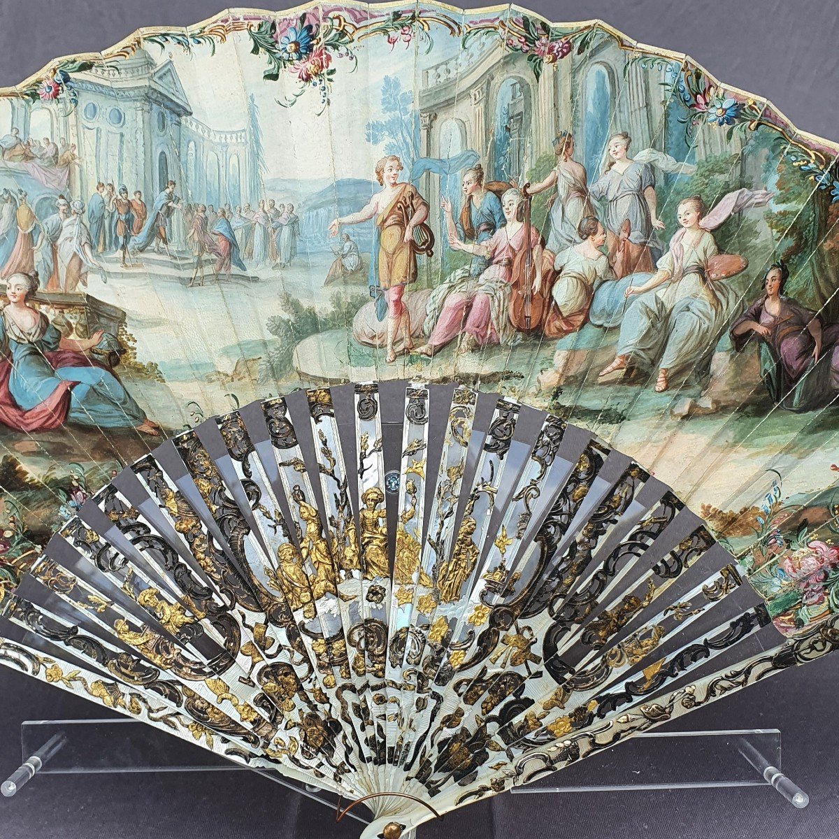 Antique Fan, Circa 1775, Mother-of-pearl And Gouache, Apollo And The Muses-photo-2