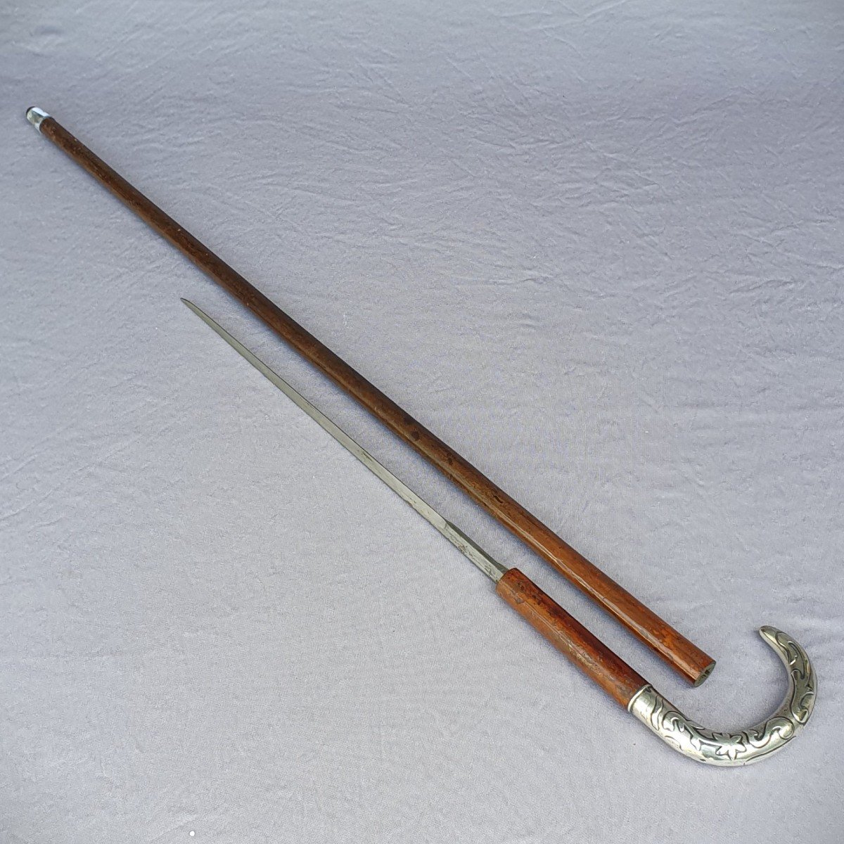 Sword Cane, Dagger Cane, 1/4 Turn Opening System, Silver Handle-photo-4