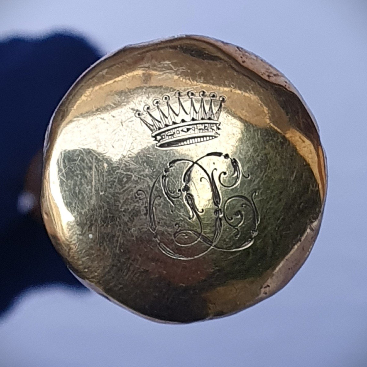 Antique Cane With 18 Carat Gold Knob, Count's Crown, 19th Century-photo-2