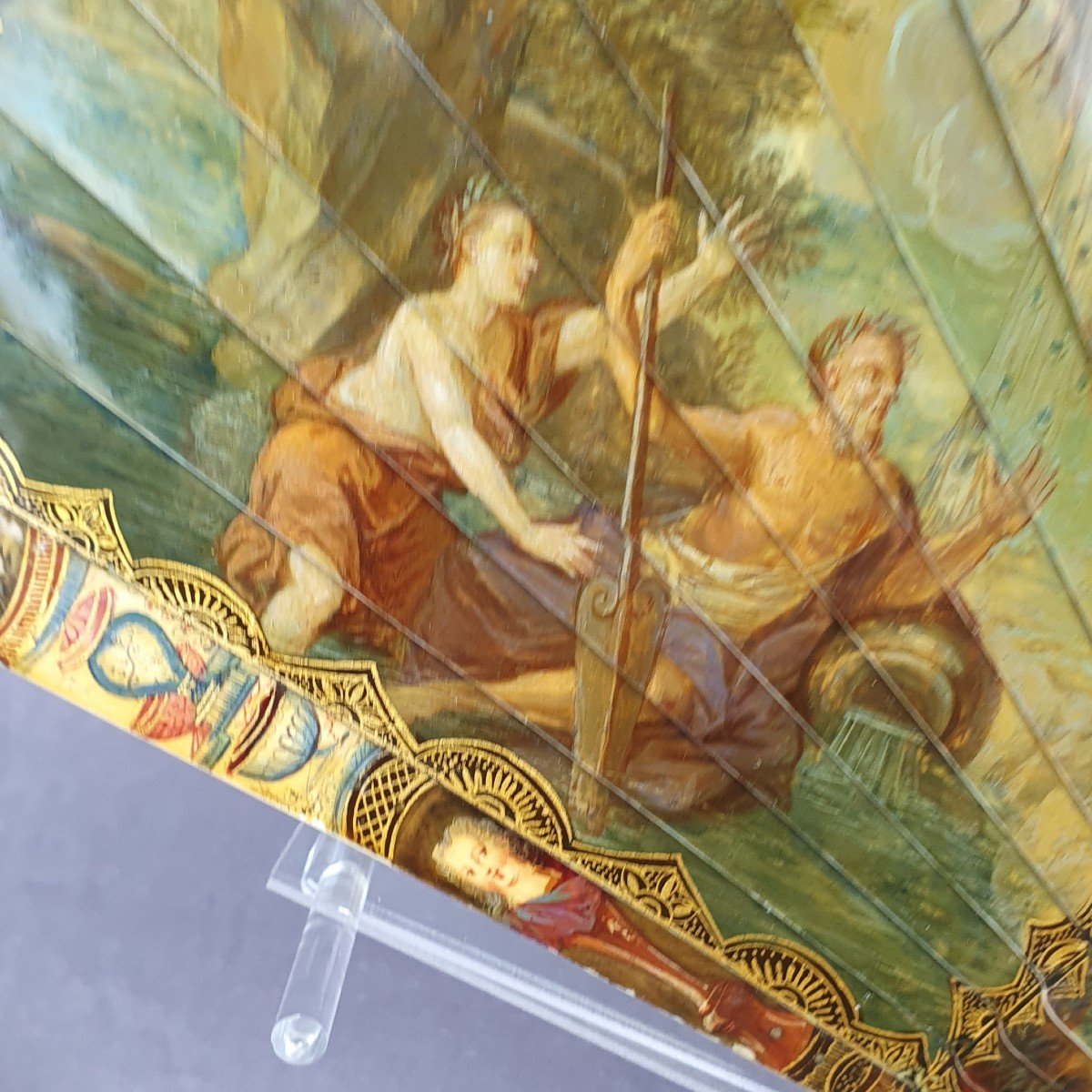 Eventail 18e siècle, dit « Vernis Martin » Le jugement de Pâris, vers 1720-photo-3