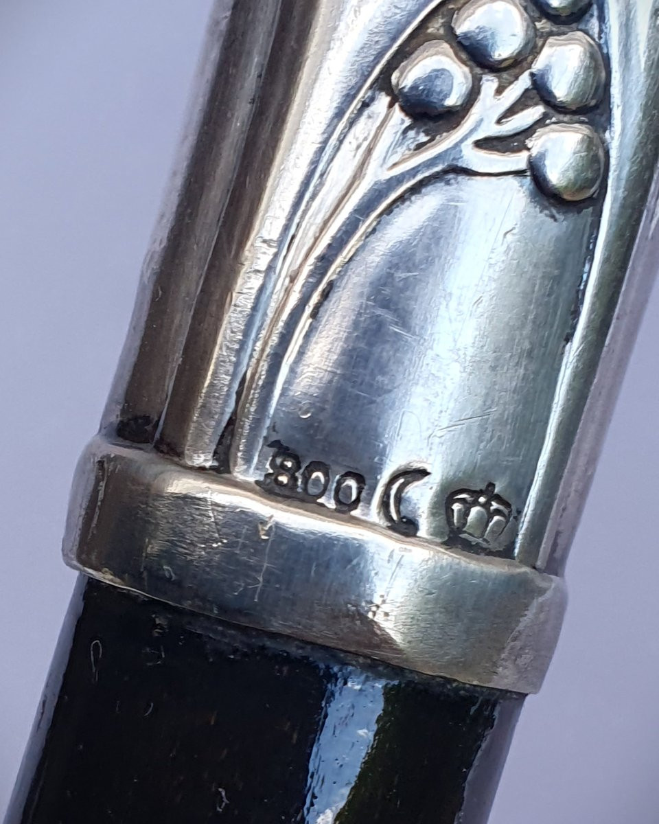 Art Nouveau Cane, Silver Handle, Languid Woman.-photo-2
