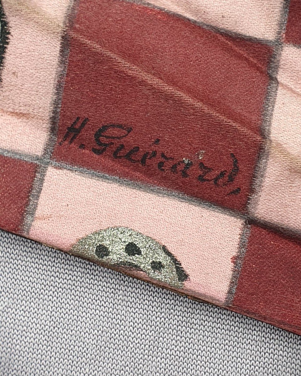 Duvelleroy Fan Signed H.guérard, Pug Dog And Horseshoes-photo-3