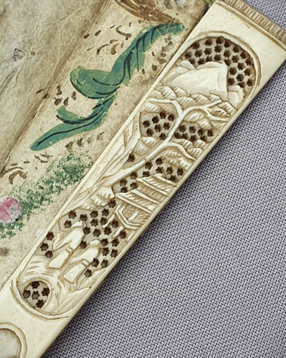 18th Century Fan, Louis XV Period, Beautiful Chinese Import Mount-photo-3