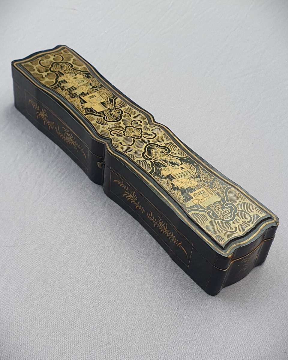 Canton Fan Known As “with A Thousand Faces”, In Its Box, 19th Century China-photo-8