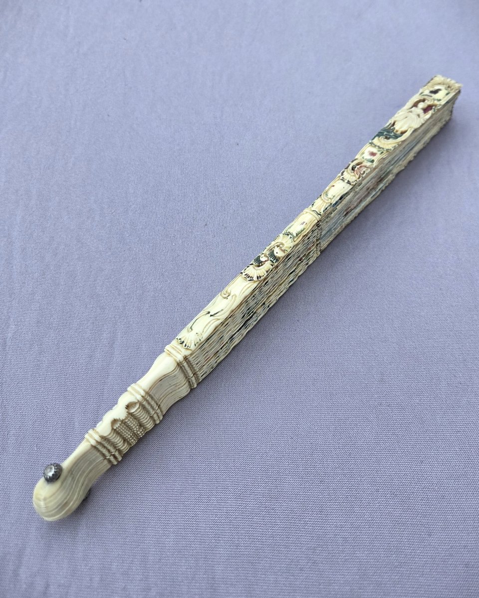 Eventail 18e siècle, « la montreuse de chien », époque Louis XVI-photo-6