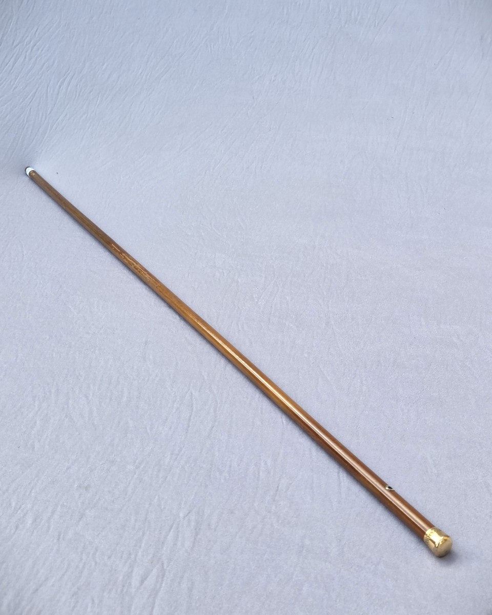 Antique Fine Dandy's Walking Stick, With A Gold Knob And Eyelets.-photo-1