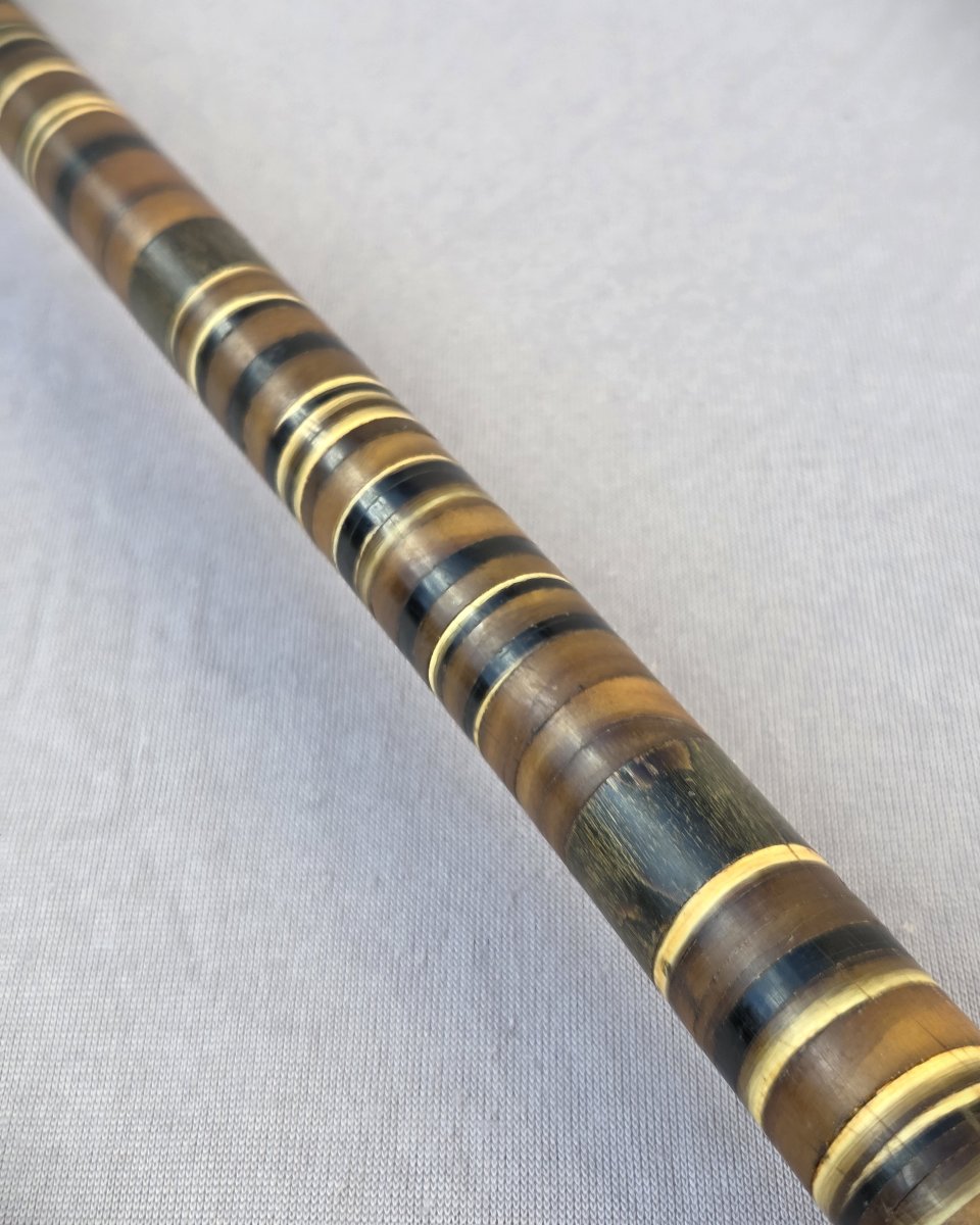 Antique Walking Stick Made Entirely Of Horn, With A Pommel Carved In The Shape Of A Horse's Leg And Hoof.-photo-4