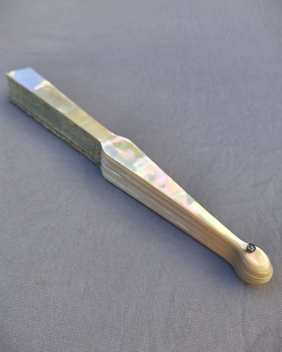 Antique Mother-of-pearl, Silk, Lace Fan With Count's Crown, Mm, 1870-photo-3