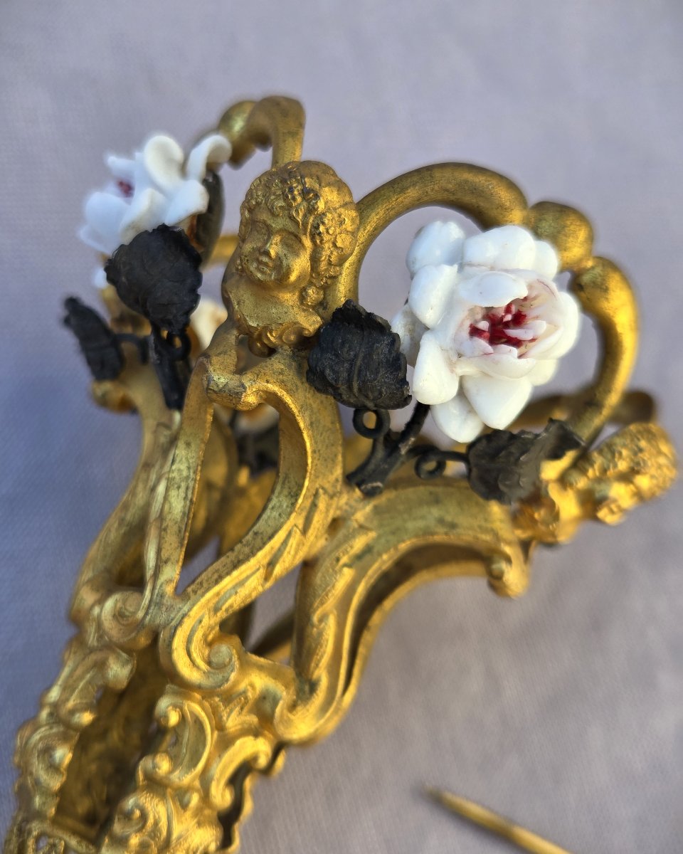 Porte bouquet de bal, époque Napoléon III, manche en nacre-photo-4