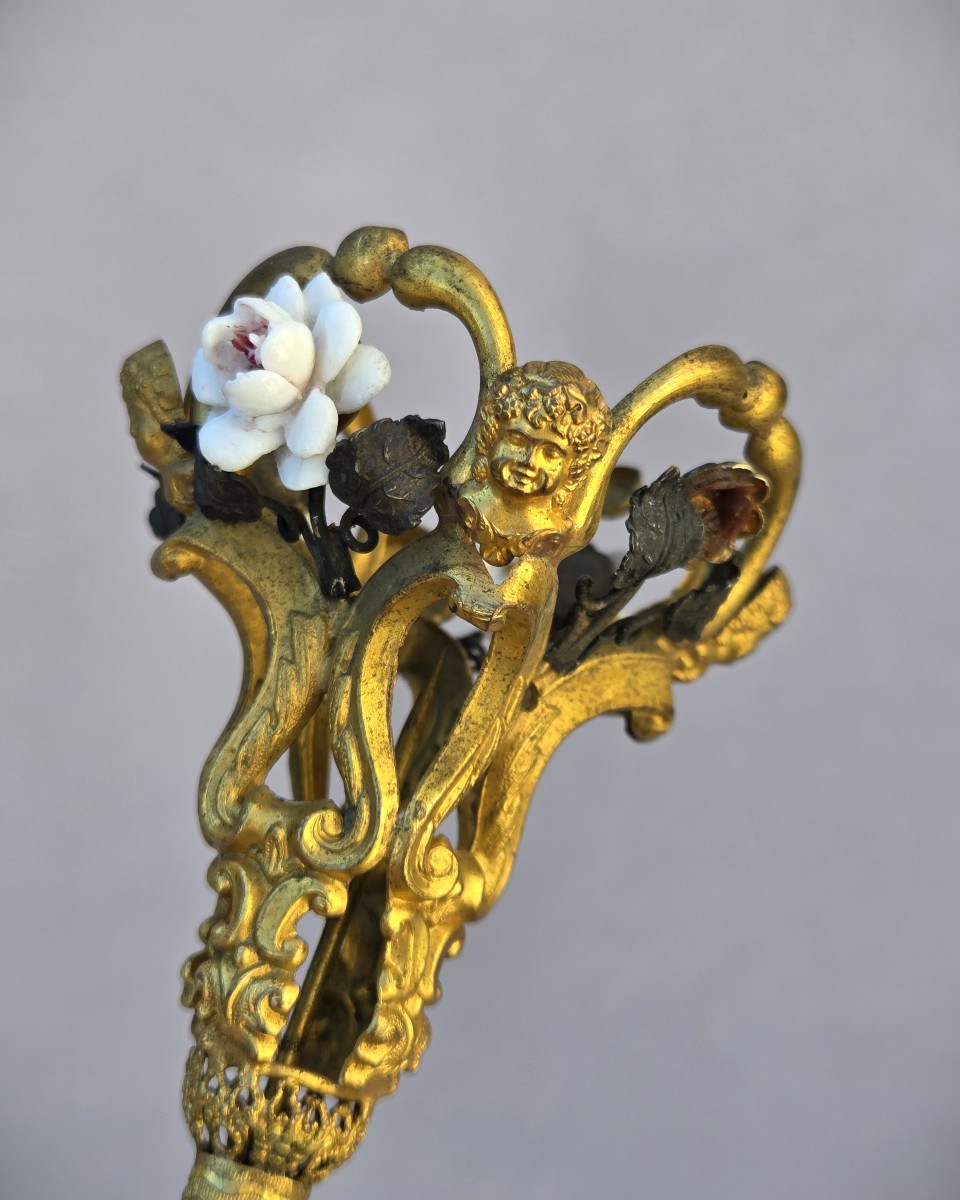 Porte bouquet de bal, époque Napoléon III, manche en nacre-photo-1