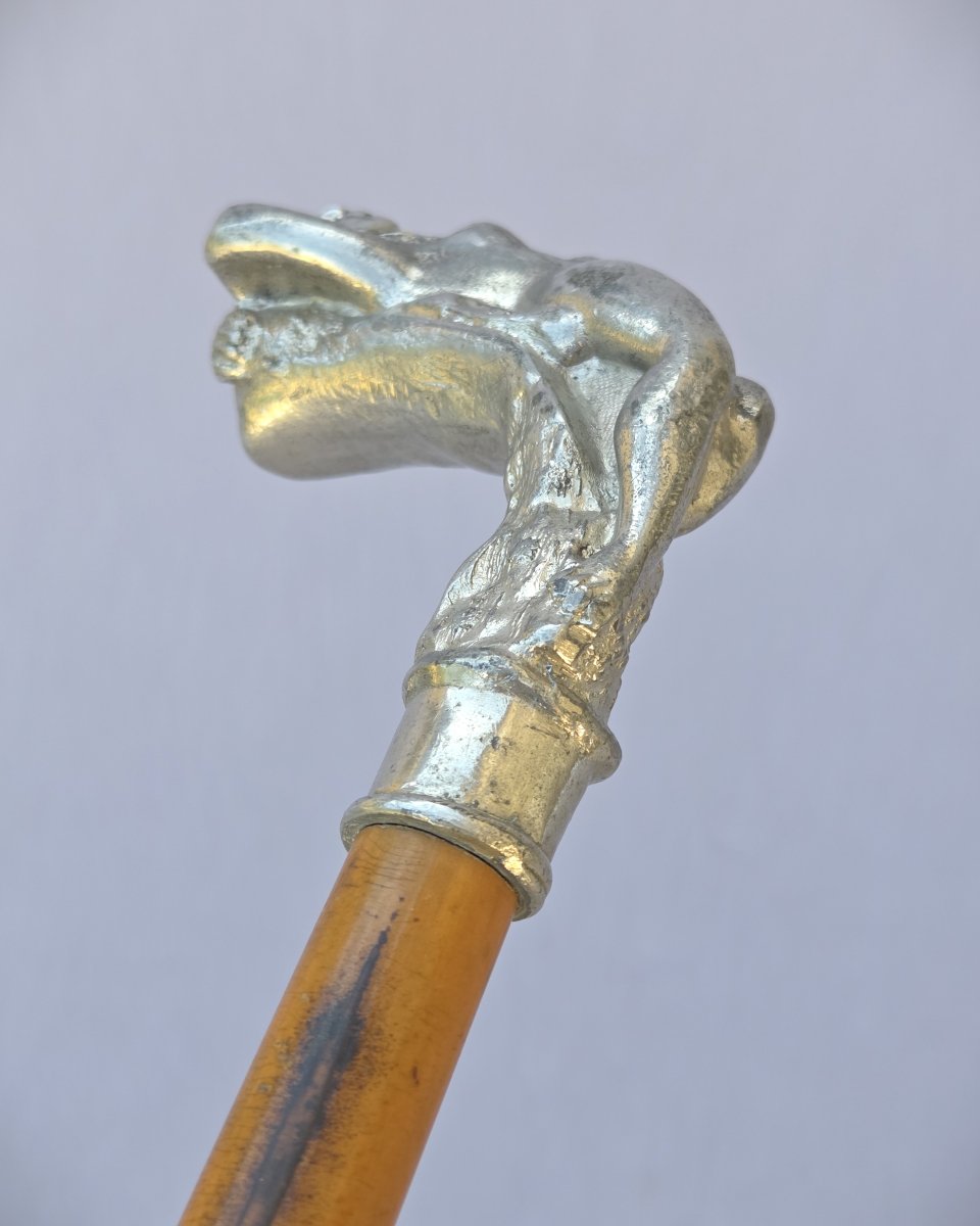 Cane With A Metal Handle Depicting A Reclining Woman-photo-2