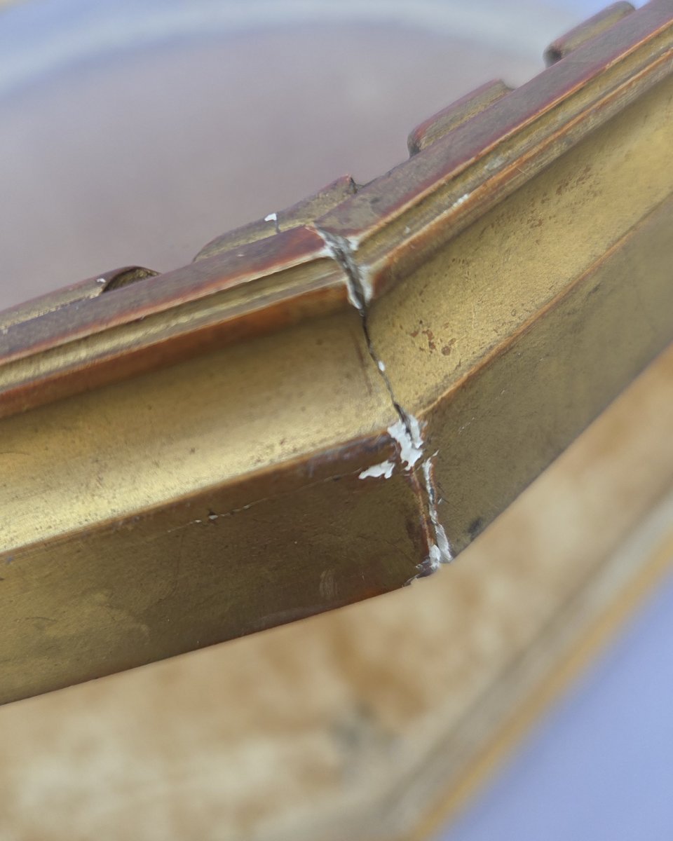 Antique Frame For A Collector's Fan, Wood, Stucco And Velvet-photo-3