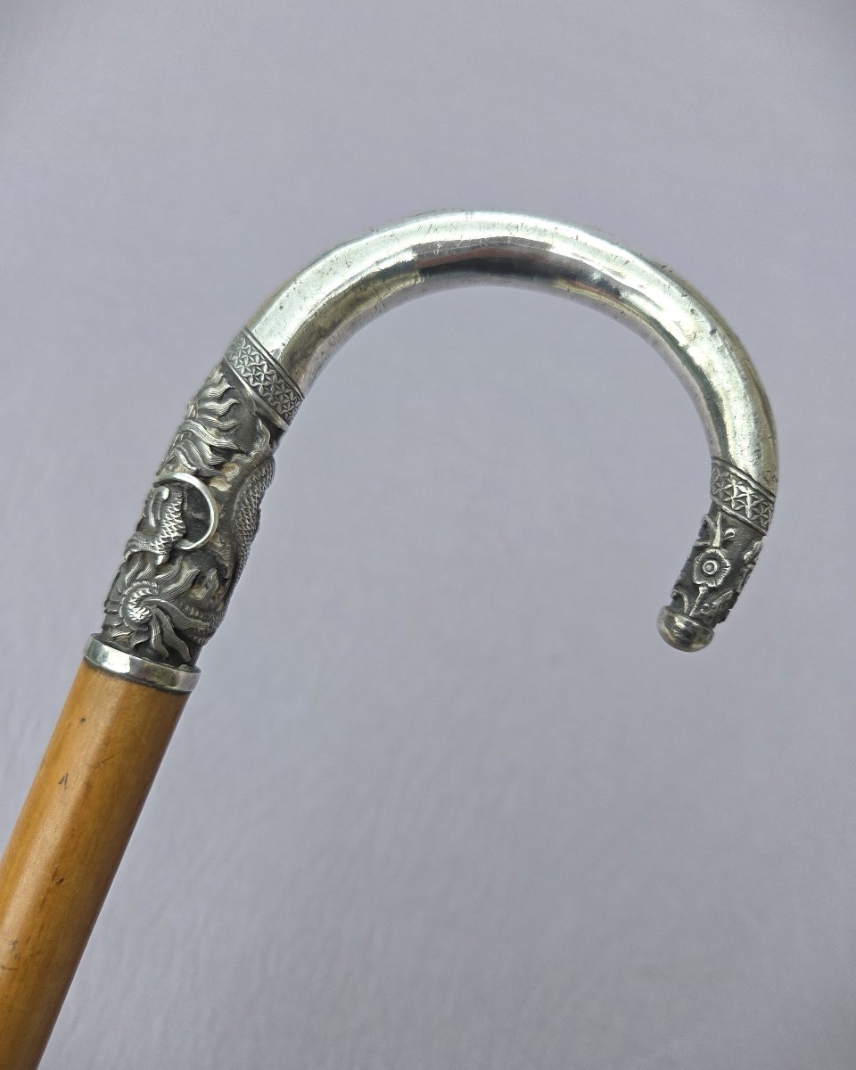 Antique Cane With Dragon Knob - Asia, Early 20th Century-photo-2