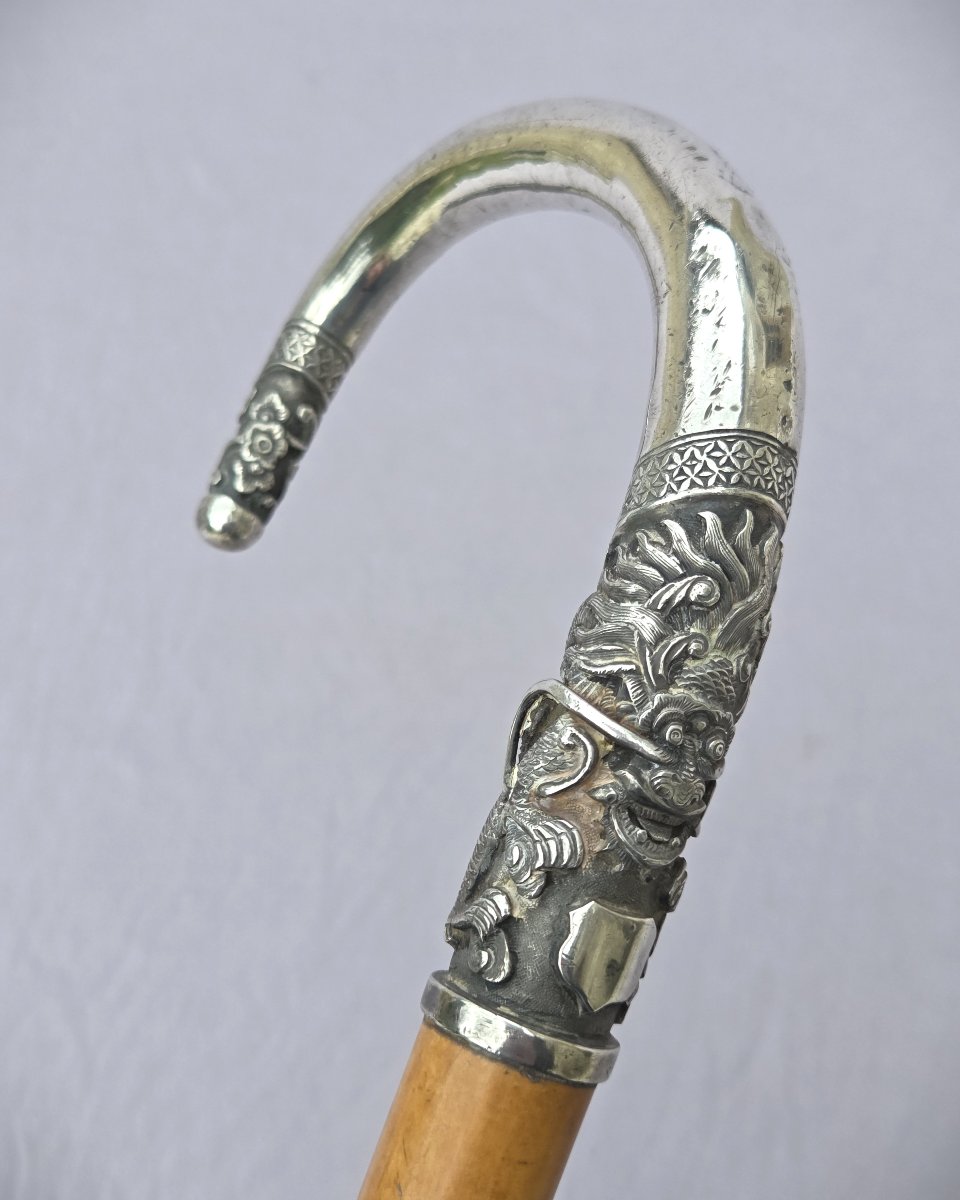 Antique Cane With Dragon Knob - Asia, Early 20th Century-photo-2