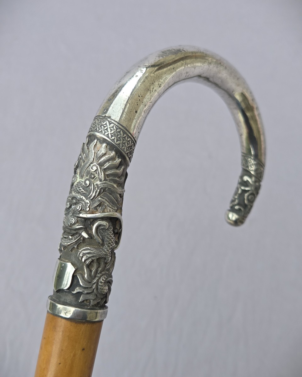 Antique Cane With Dragon Knob - Asia, Early 20th Century