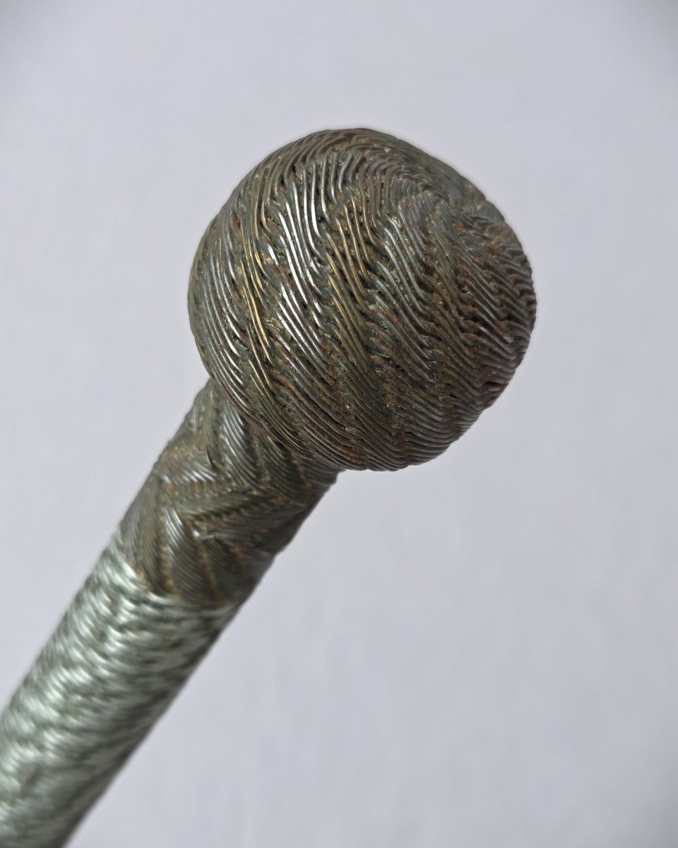Curiosity - Collector's Cane Entirely Sheathed In Braided Wire - Circa 1900-photo-2