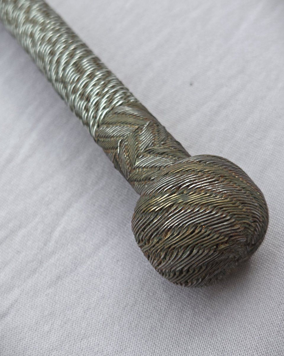 Curiosity - Collector's Cane Entirely Sheathed In Braided Wire - Circa 1900-photo-3