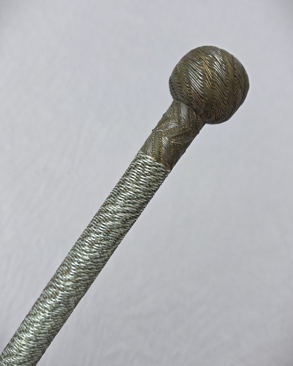 Curiosity - Collector's Cane Entirely Sheathed In Braided Wire - Circa 1900