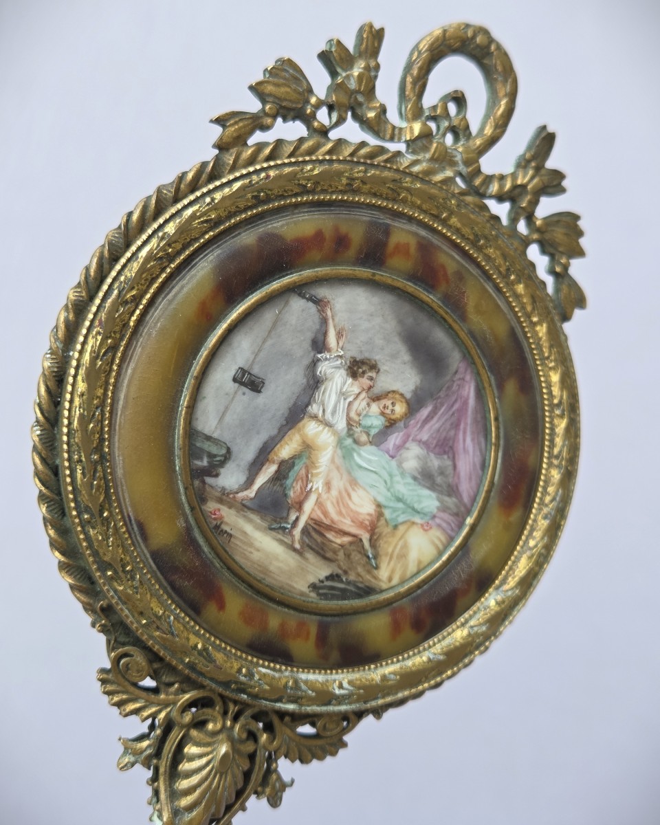 Miroir face à main miniature d’après Fragonard-photo-3