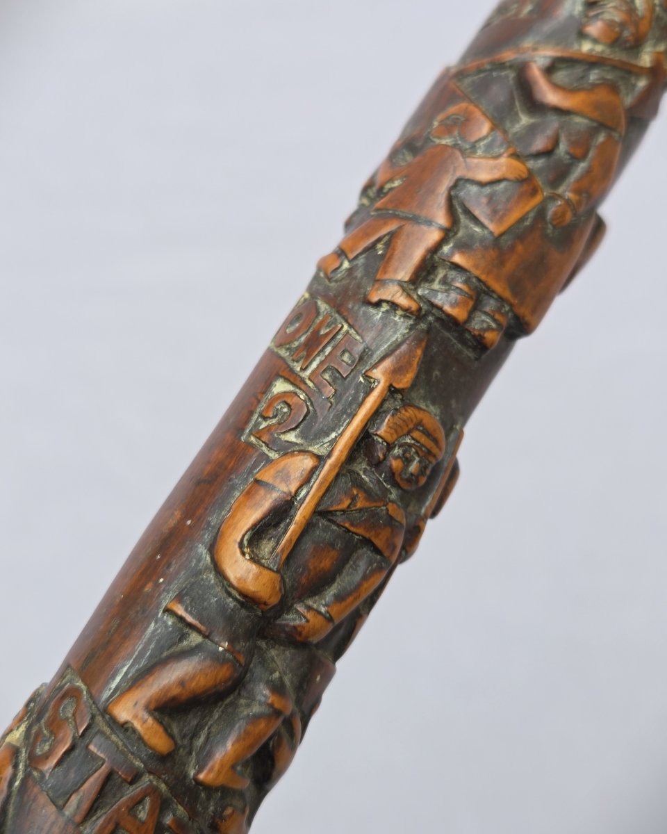 Canne art populaire – Italie - Datée 1904 - sculpté des scène de la vie de Jésus-photo-4