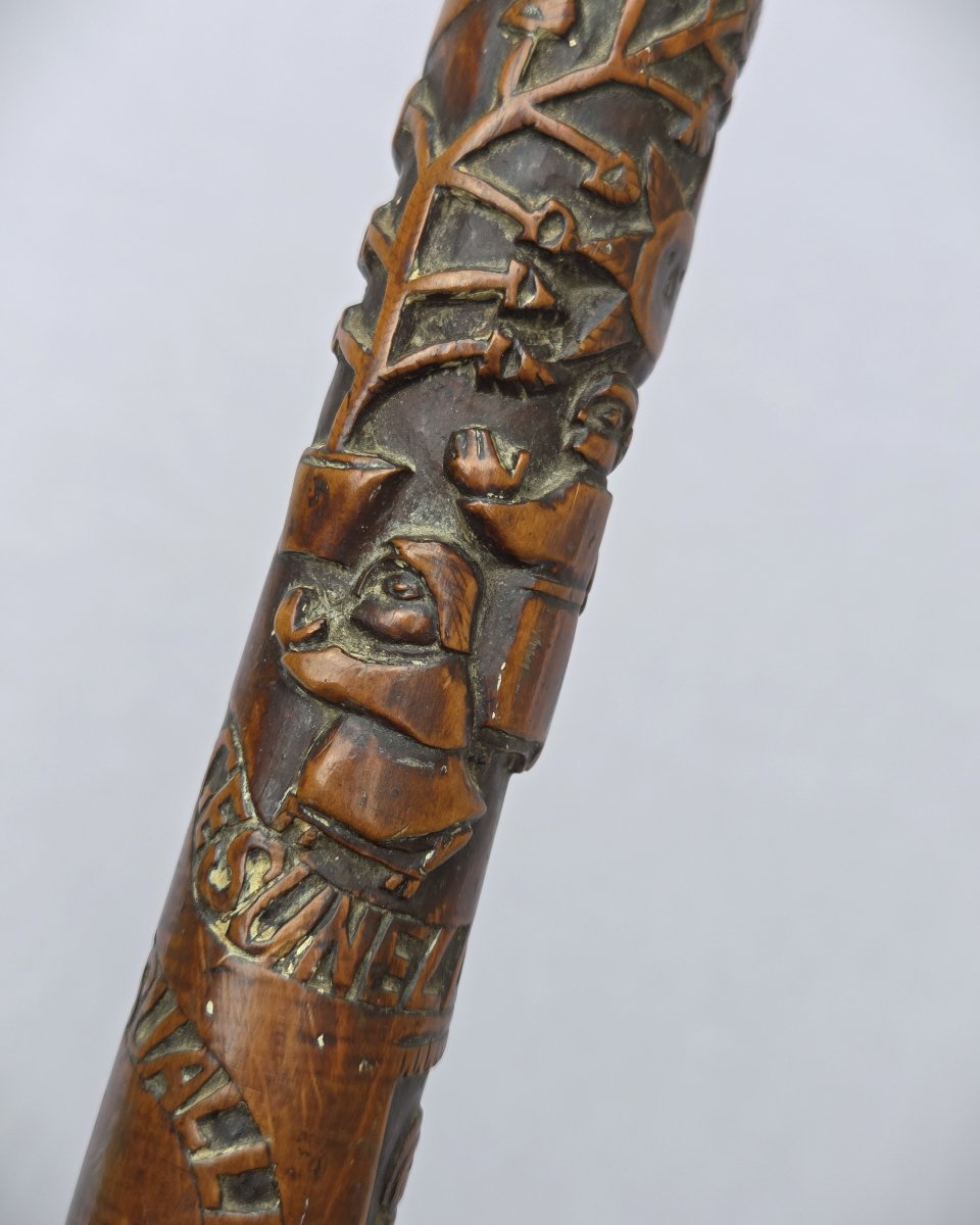 Canne art populaire – Italie - Datée 1904 - sculpté des scène de la vie de Jésus-photo-4