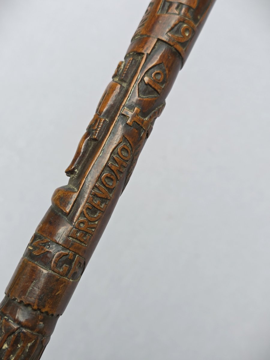 Canne art populaire – Italie - Datée 1904 - sculpté des scène de la vie de Jésus-photo-5