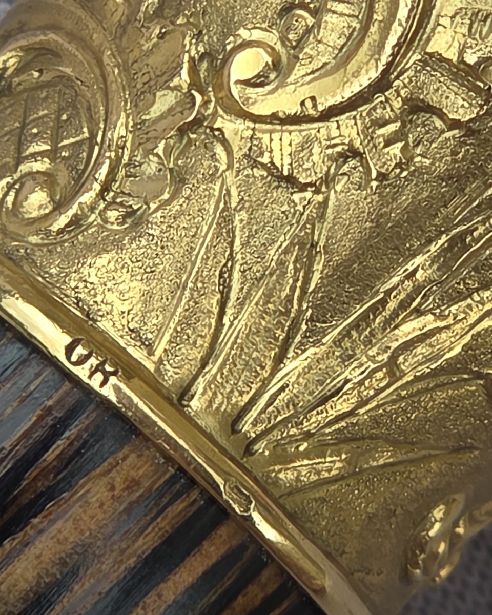 Antique Cane With Monogram-engraved Gold Knob-photo-2