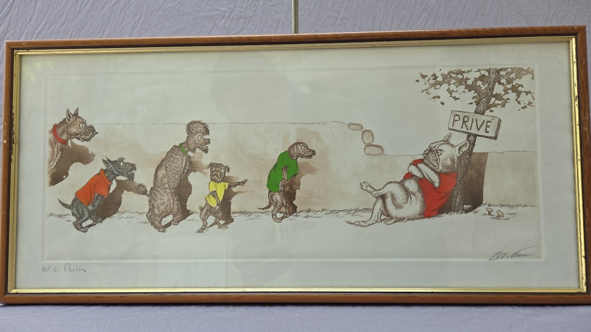 Deux gravures humoristiques, Les chiens de Paris, Boris O’Klein 1893 – 1985  -photo-3