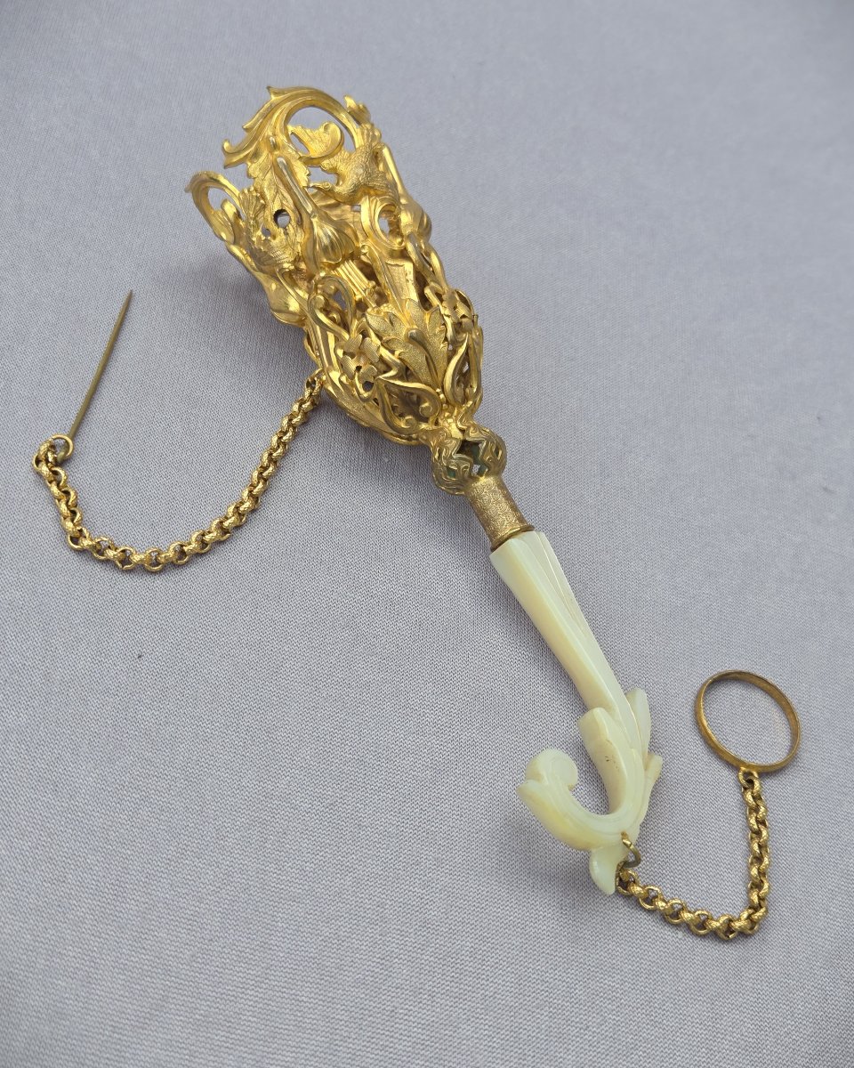 Mother-of-pearl Tussie Mussie, Bouquet Holder, Circa 1850-photo-4