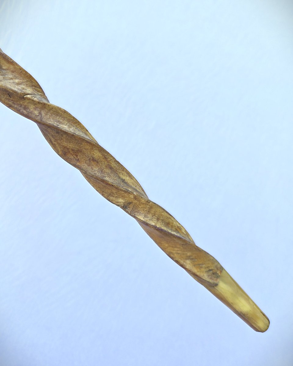 Cane With Wide, Square-section, Twisted Ox-grain Shaft-photo-2