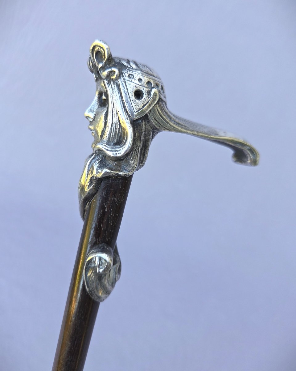 Art Nouveau Cane With Silver-plated Bronze Knob-photo-2