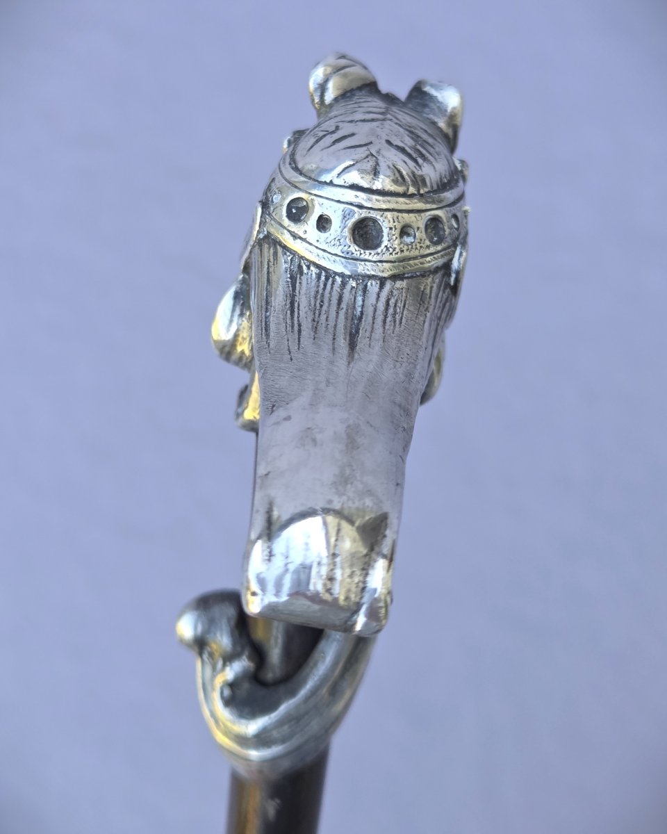 Art Nouveau Cane With Silver-plated Bronze Knob-photo-4