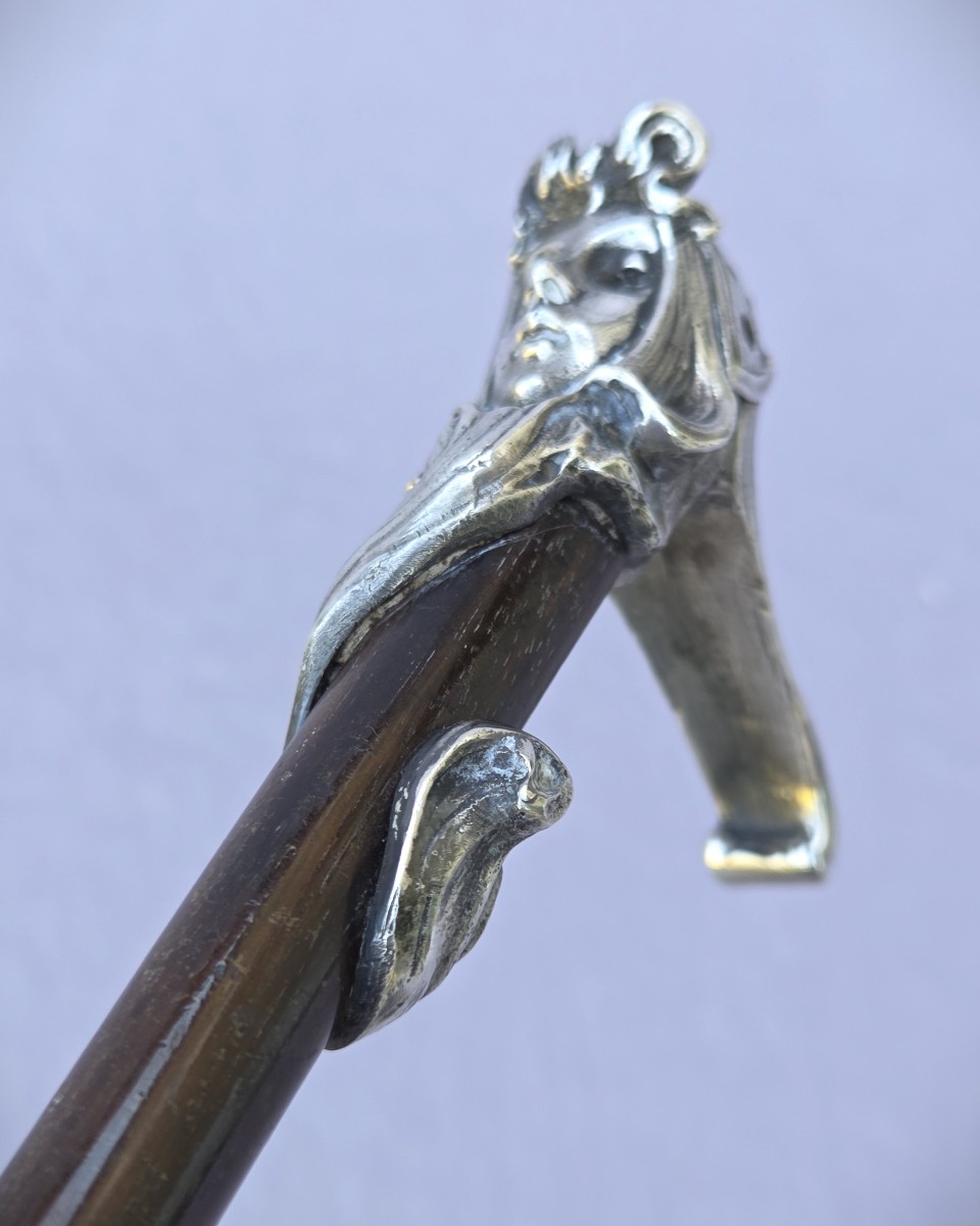 Art Nouveau Cane With Silver-plated Bronze Knob-photo-1